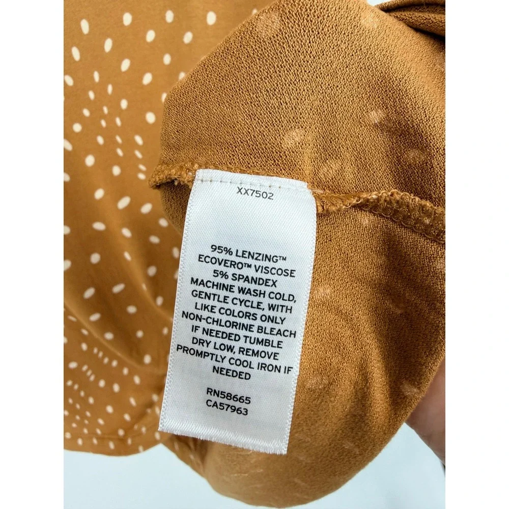 BP. Women Tan Brown Polka Dot V-Neck Long Sleeve Mini Dress Small NWT